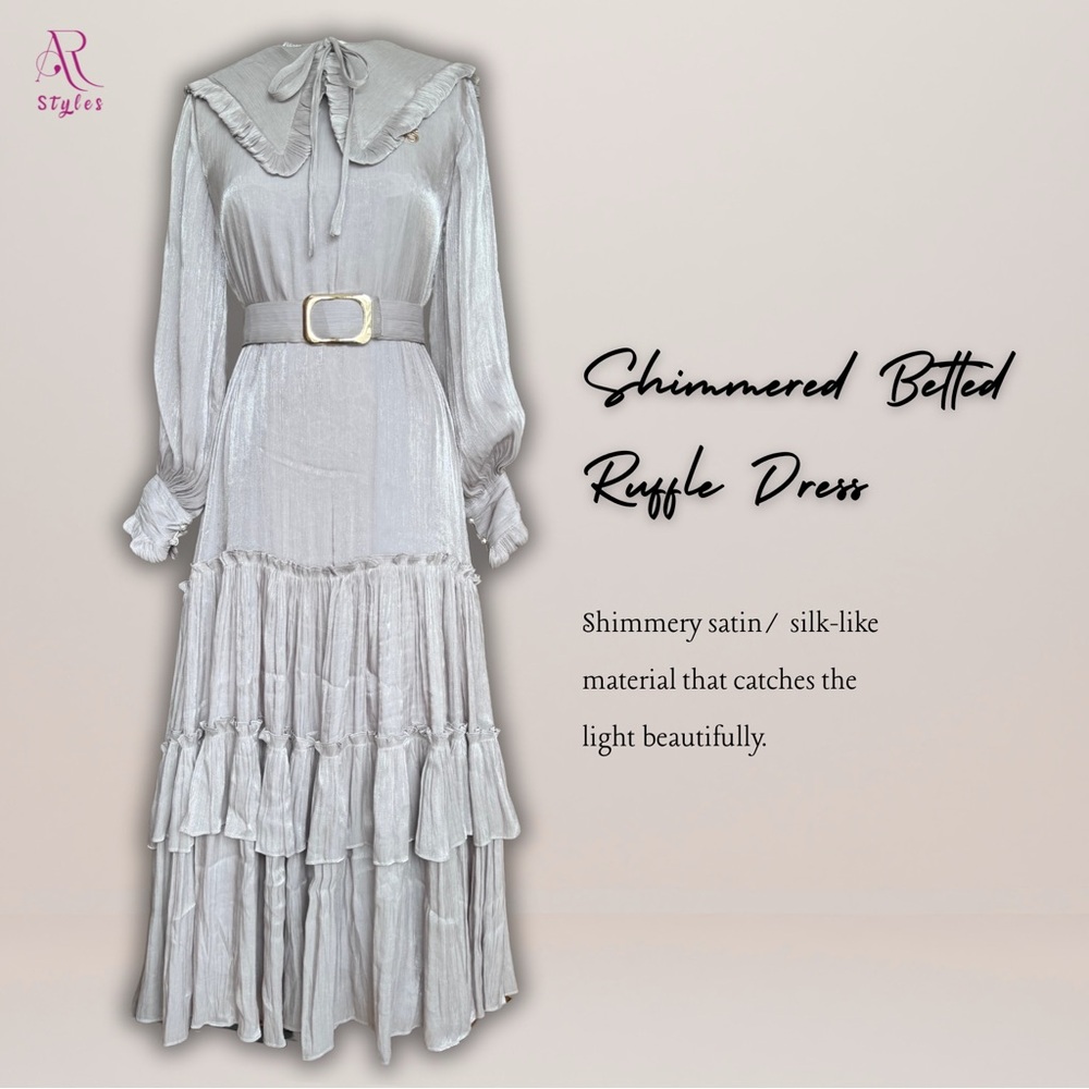 NWT Shimmered Belted Ruffle Dress with belt and hijab